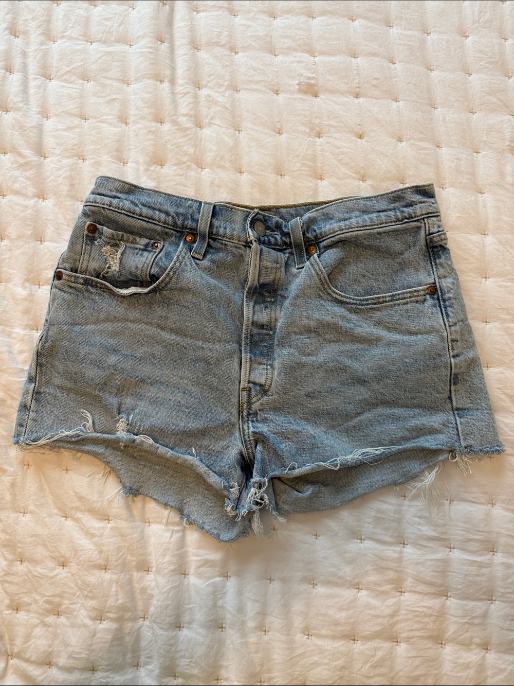 Levi's Light Blue Distressed Denim Cutoff Shorts